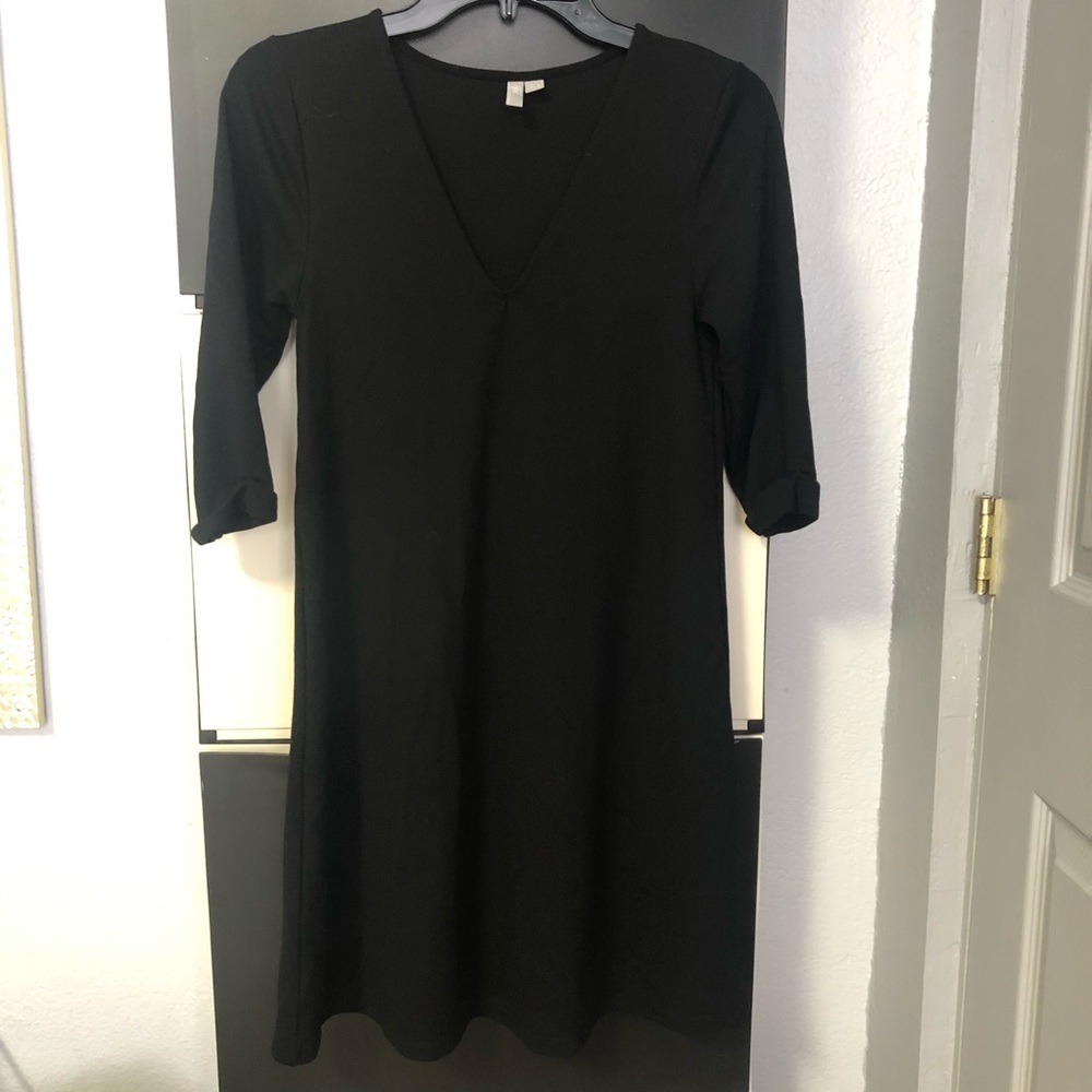 Asos v-cut black flow dress